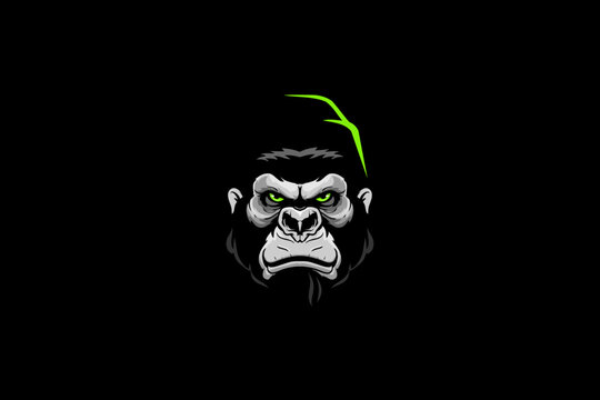 Gorilla head cartoon character vector template