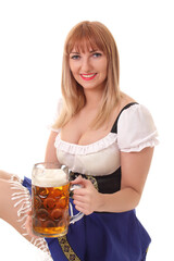 girl with a mug of fresh light beer