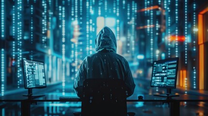 Hackers commit digital crimes information security concept
