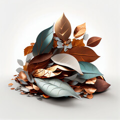 Wall Mural - there is a pile of leaves and flowers on a white surface