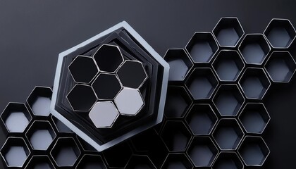 Wall Mural - Hexagon images, hexagon background, black hexagon wallpaper, Hexagonal geometry abstract photography polygons backstage honeycomb cube design (decoration) honey photography no one wallpaper