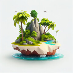 Wall Mural - there is a small island with a waterfall and palm trees