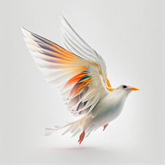 Wall Mural - there is a white bird with orange and black wings flying