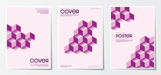 Fototapete - Cover geometric abstract minimal graphic design Purple background. Design for posters, brochures, magazines, flyers, and portfolios. Vector illustration