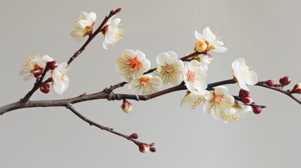 spring flower arrangement plum tree branch in bloom