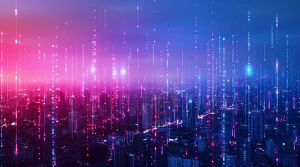 Aufkleber - Banner smart city dot point connect with gradient line, connection technology metaverse concept