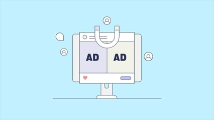 Wall Mural - Social media advertising campaign attracting more audience, likes, shares, comments. Digital ad campaign for social media promotion. Animation video clip.