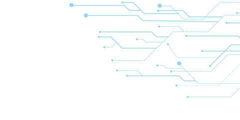Fototapete - Vectors High-tech connection system on a blue background. Technology digital circuit board background. Technology black circuit diagram.