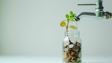 Poster - Faucet putting mix coins and seed