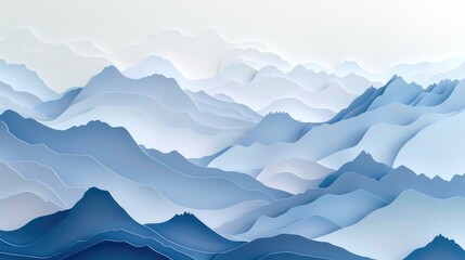 Wall Mural - Background image featuring a paper cut style of mountain range