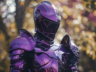 Wall Mural - Futuristic purple armored warrior