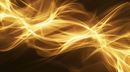 Canvas Print - Glowing golden abstract waves