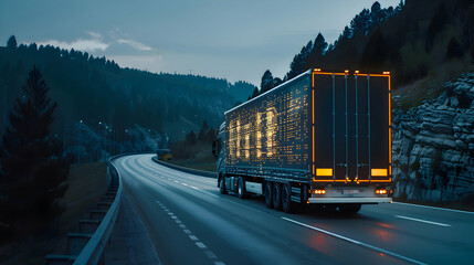 Wall Mural - Transport Logistics Technology - trucking, road freight, delivery
