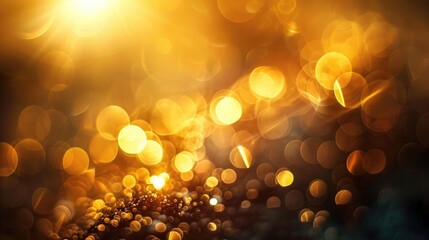 Aufkleber - Softly blurred bokeh light effect on an abstract gold backdrop