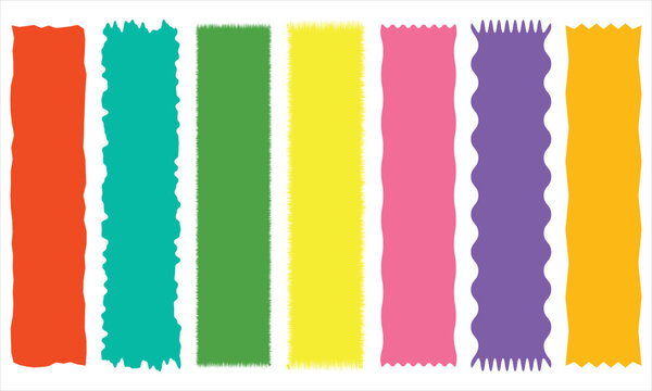 Rectangle Geometric shape frame with wavy edges. Zigzag Wavy Edge rectangle shapes elements set. Vector wavy badge for stickers, banner, social media template, poster, frame.  Vector illustration.