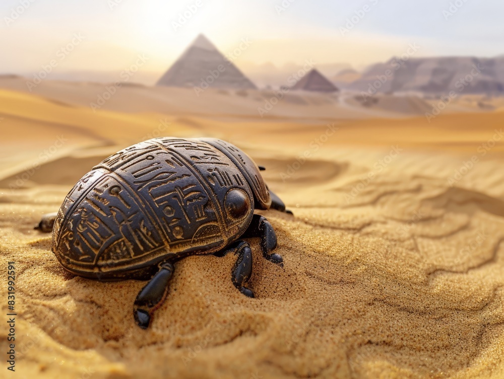 ancient egyptian scarab beetle in the desert Stock Illustration | Adobe ...