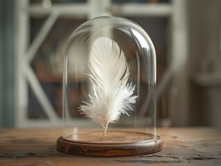 Wall Mural - Delicate feather under glass dome