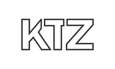 Poster - KTZ logo design template with strong and modern bold text. Initial based vector logotype featuring simple and minimal typography. Trendy company identity.