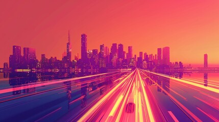 Aufkleber - skyline road to city, Abstract background For business Graphic design illustration