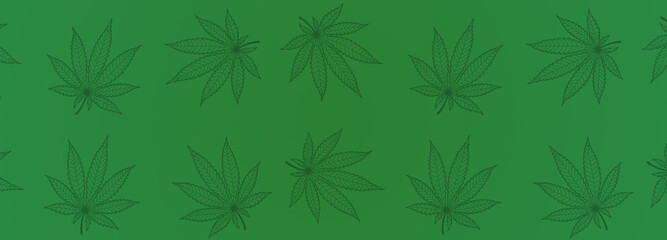 Wall Mural - Cannabis leaves illustration green background sativa indica marijuana wallpaper texture art design blank with place for text area copy space