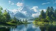 © Pik_Lover - A beautiful landscape of a lake and forest, with a mountain and sky in the background.