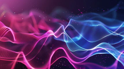 Wall Mural - A colorful wave with purple and blue colors. The wave is made up of many small dots. The image has a dreamy and surreal feel to it