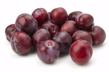 Wall Mural - a pile of plums on a white background