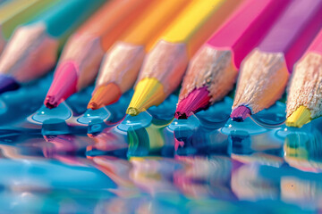 Wall Mural - a group of colored pencils in a row