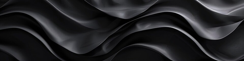 abstract smooth black background - close-up texture of black color. wavy lines. 