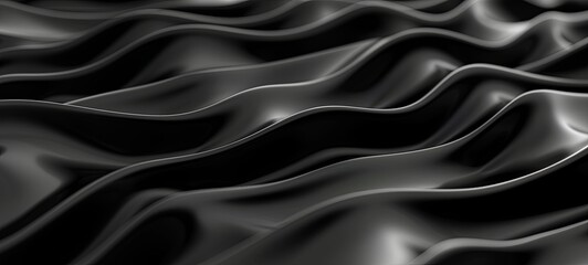 abstract smooth black background - close-up texture of black color. wavy lines. 
