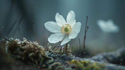 Poster - A white flower in its natural surroundings