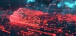 © EC Tech  - Red-themed network concept for cloud computing, illustrating system problems and warning indications