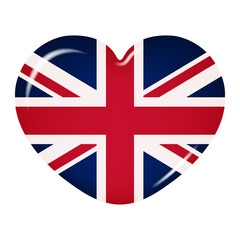 Wall Mural - Heart icon in the colors of the Flag of Great Britain, isolated on a transparent background. Vector illustration