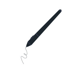 Aufkleber - stylus pen drawing. black digital pencil tip creating line art. designing, sketching with electronic