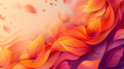 Wall Mural - An abstract background with a blend of warm colors. Use smooth gradients and organic shapes to create a sense of warmth and comfort, reminiscent of a sunset or autumn leaves.