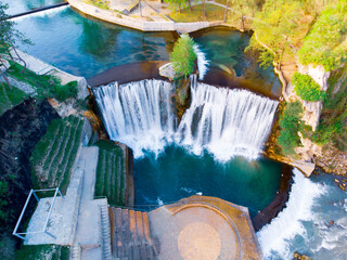 Wall Mural - Historical Jajce town in Bosnia and Herzegovina, famous for the spectacular Pliva waterfall