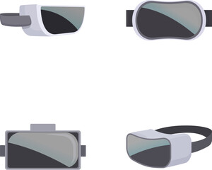 Poster - Set of four stylish virtual reality headset icons isolated on white background