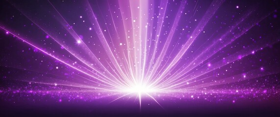 abstract bright glitter bokeh purple rays of light beams spectrum banner illustration