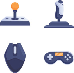 Poster - Vector illustrations of joystick, gamepad, gaming mouse, and flight stick