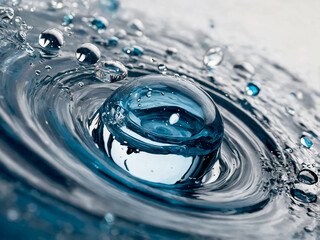 blue water swirl splash captured in ultra-slow motion. Each droplet and bubble tells a story