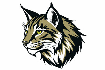 Wall Mural - bobcat-head-side-view--silhouette--white-background 