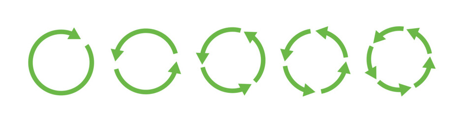 Poster - Green recycling signs. Circular arrows set.