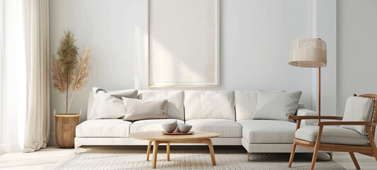 Aufkleber - minimal interior living room with artwork framed