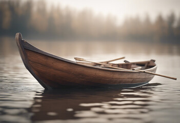 Sticker - Wooden empty rowing boat isolated on white background