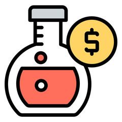 Sticker - A flat design icon of dollar flask

