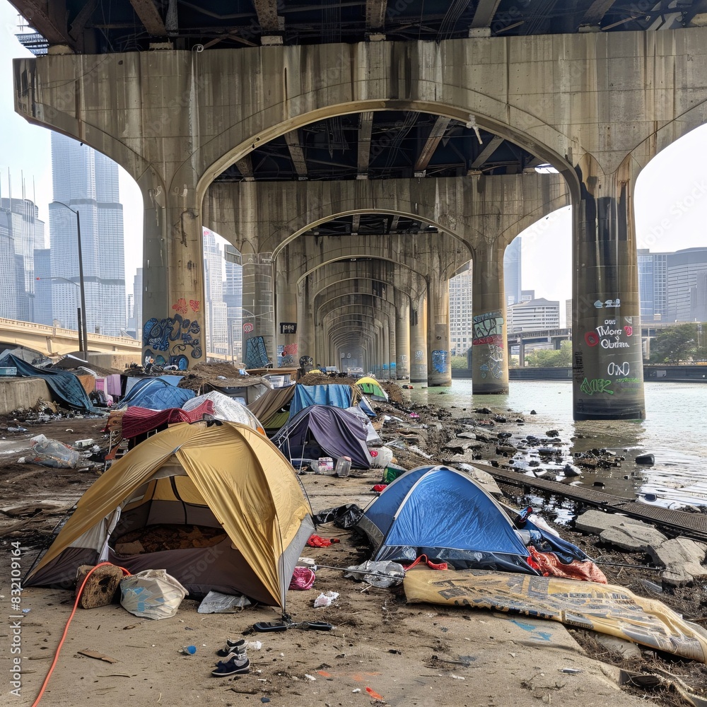 This poignant image captures the reality of homelessness in urban areas ...