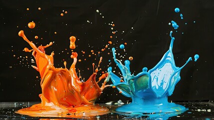 Canvas Print - High-speed photography capturing paint splashes frozen in motion