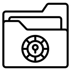 Poster - A line design icon of folder security

