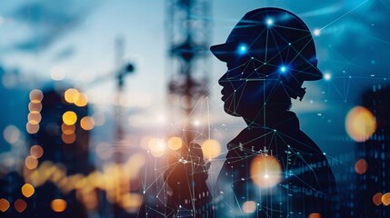 construction industry and internet technology concept.