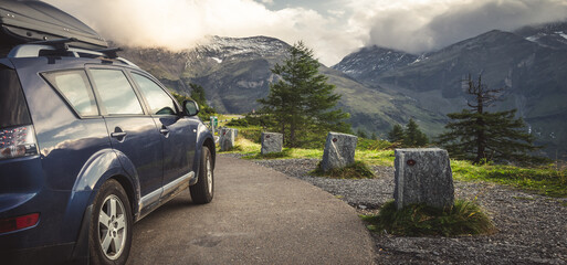 Wall Mural - car for traveling with a mountain road